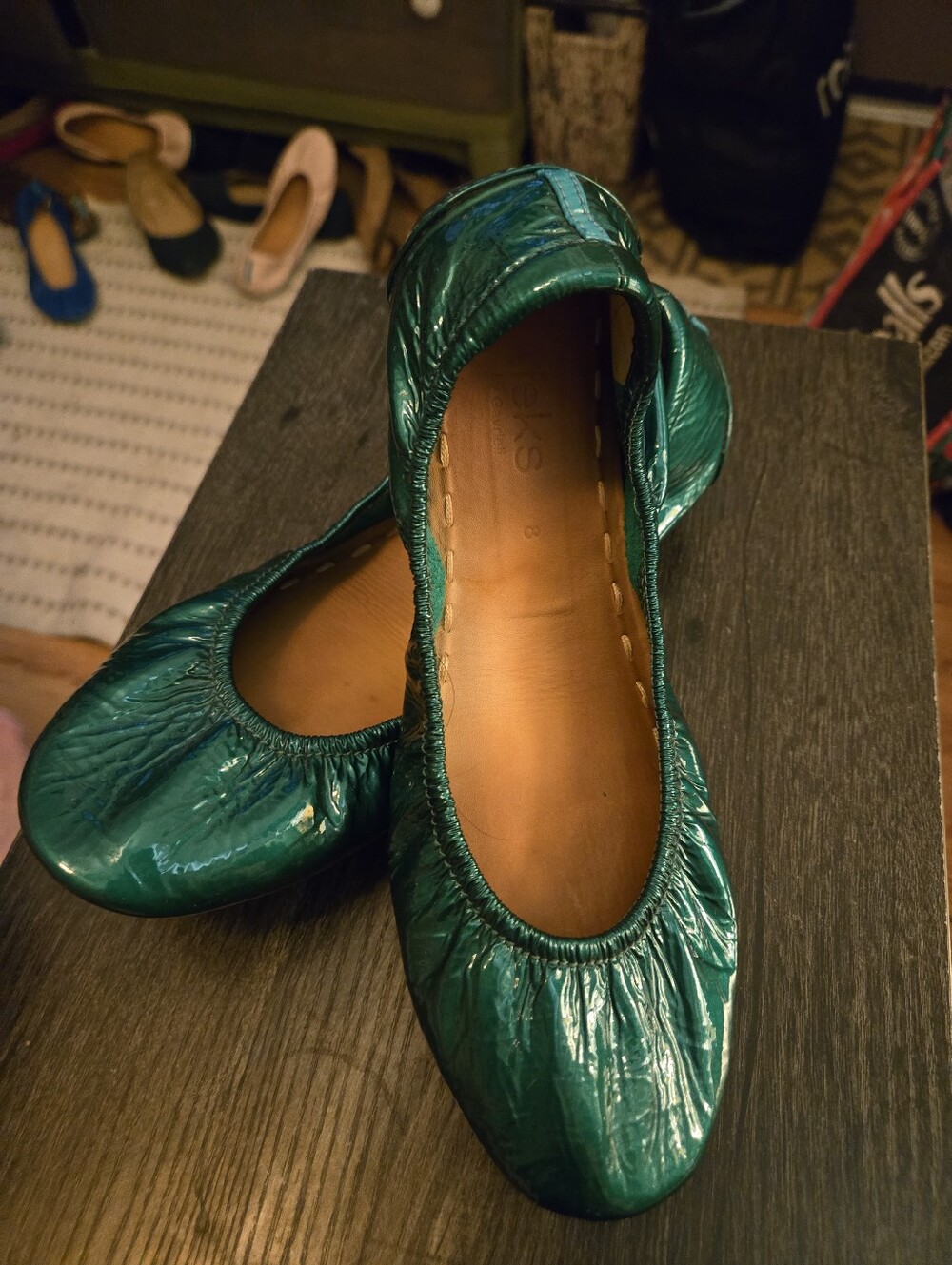 Tieks Emerald Patent Ballet Flats Size 8